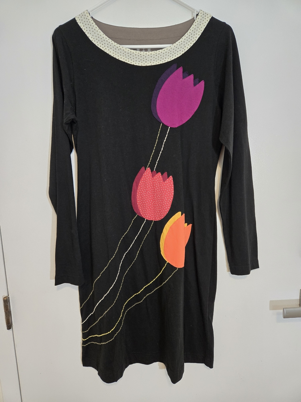 Adria Mode NWT Organic Cotton Fair Trade Tulip Appliqué Dress Tunic Size M